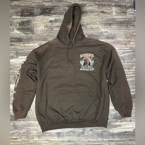 Sturgis 2025 Motorcycle Rally Hoodie Mens Brown Graphic Biker Pullover NWOT